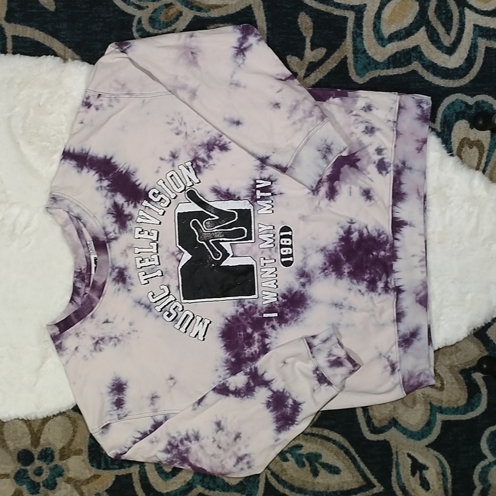 MTV tie dye print long sleeve crew neck sweatshirt XXL